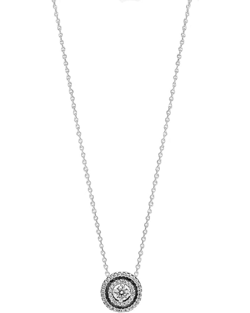 Sparkling Double Halo Collier Necklace - Stunning Women's Jewelry - Great Gift for Her - Sterling Silver & Cubic Zirconia - 1...