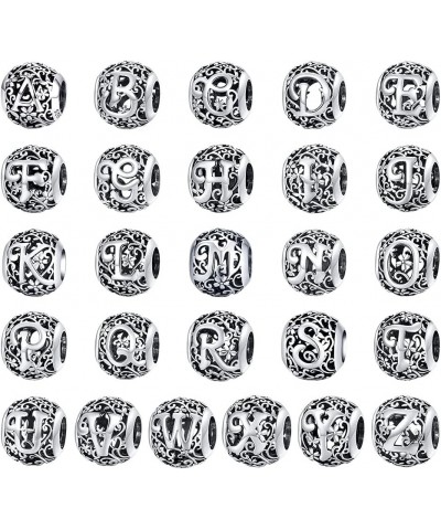 Mori Letter Initial Charms Complete AZ Letters Solid 925 Sterling Silver Cubic Zircons Beads Dangle Pendants for Pandora Euro...