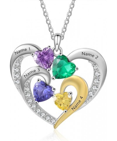 Personalized Promise Necklace for Her Engraved 1-6 Names Mother Daughter Necklace with 1-6 Simulated Birthstones Family Jewel...