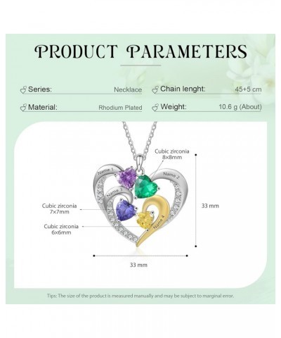 Personalized Promise Necklace for Her Engraved 1-6 Names Mother Daughter Necklace with 1-6 Simulated Birthstones Family Jewel...