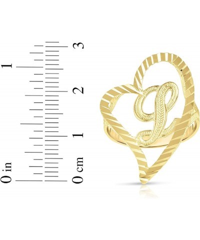 10k Yellow Gold Small Medium or Large A-Z Cursive initial Letter Heart Ring L-Large $83.48 Others