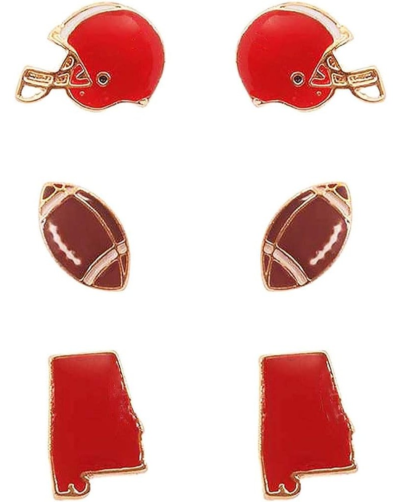 Women's Game Day College Football Enamel Set Of 3 Pairs Collegiate Fashion Stud Earrings Alabama $11.88 Earrings