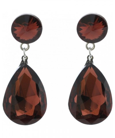 Rhodium Light Amethyst Circle Stone and Dangle Teardrop Stone Earrings $8.39 Earrings