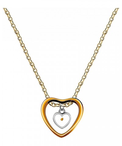 Stainless Steel Double Hearts Necklace, Real Mustard Seed Pendant Inspirational Jewelry Y854 Rose Gold $7.00 Necklaces