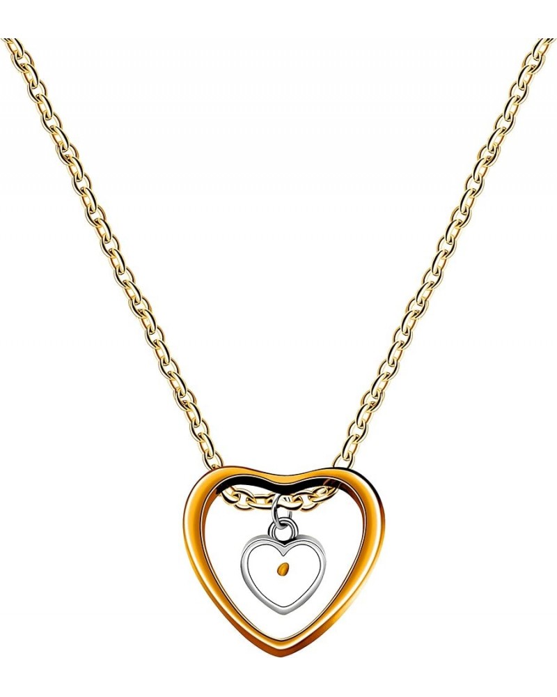 Stainless Steel Double Hearts Necklace, Real Mustard Seed Pendant Inspirational Jewelry Y854 Rose Gold $7.00 Necklaces