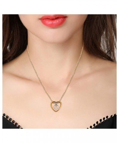 Stainless Steel Double Hearts Necklace, Real Mustard Seed Pendant Inspirational Jewelry Y854 Rose Gold $7.00 Necklaces