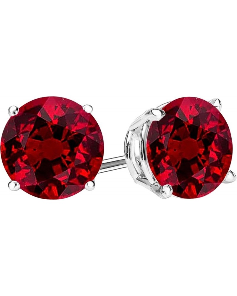 1/2-10 Carat Total Weight Natural Ruby Stud Earrings 4 Prong Push Back 1.99 Carat 14K White Gold $1.00 Earrings