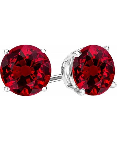 1/2-10 Carat Total Weight Natural Ruby Stud Earrings 4 Prong Push Back 1.99 Carat 14K White Gold $1.00 Earrings