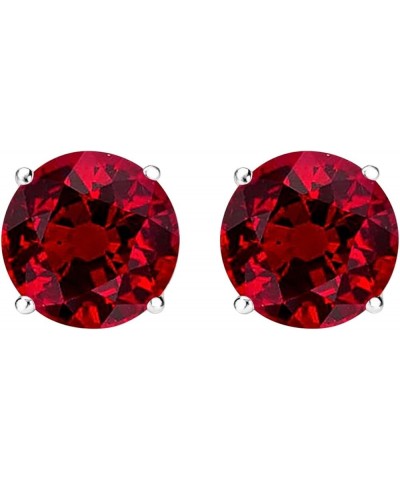 1/2-10 Carat Total Weight Natural Ruby Stud Earrings 4 Prong Push Back 1.99 Carat 14K White Gold $1.00 Earrings