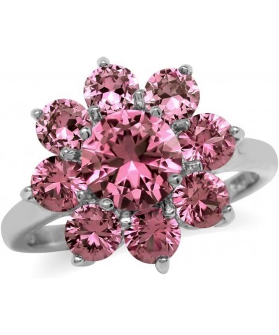 Natural Gemstone White Gold Plated 925 Sterling Silver Flower Cluster Ring Jewelry for Women Created Color Change Alexandrite...