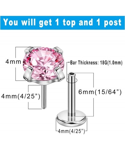 1.5mm-4mm Zircon Surgical Steel Cartilage Stud with 18g 5mm 6mm 8mm 10mm Press Fit Threadless Push Pop in Labret Post Lip For...