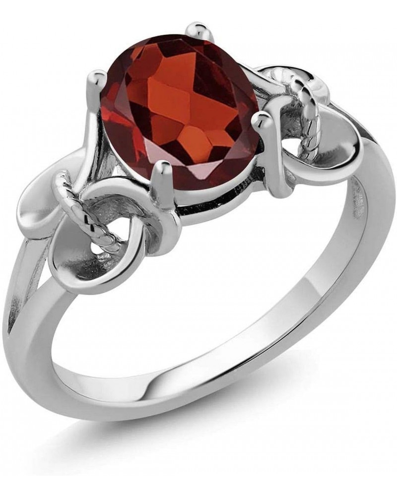 925 Sterling Silver Red Garnet Ring For Women (2.13 Cttw, Oval 9X7MM, Gemstone Birthstone, Available In Size 5,6,7,8,9) $24.3...