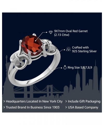 925 Sterling Silver Red Garnet Ring For Women (2.13 Cttw, Oval 9X7MM, Gemstone Birthstone, Available In Size 5,6,7,8,9) $24.3...