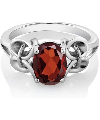 925 Sterling Silver Red Garnet Ring For Women (2.13 Cttw, Oval 9X7MM, Gemstone Birthstone, Available In Size 5,6,7,8,9) $24.3...