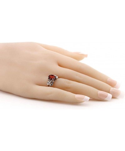 925 Sterling Silver Red Garnet Ring For Women (2.13 Cttw, Oval 9X7MM, Gemstone Birthstone, Available In Size 5,6,7,8,9) $24.3...