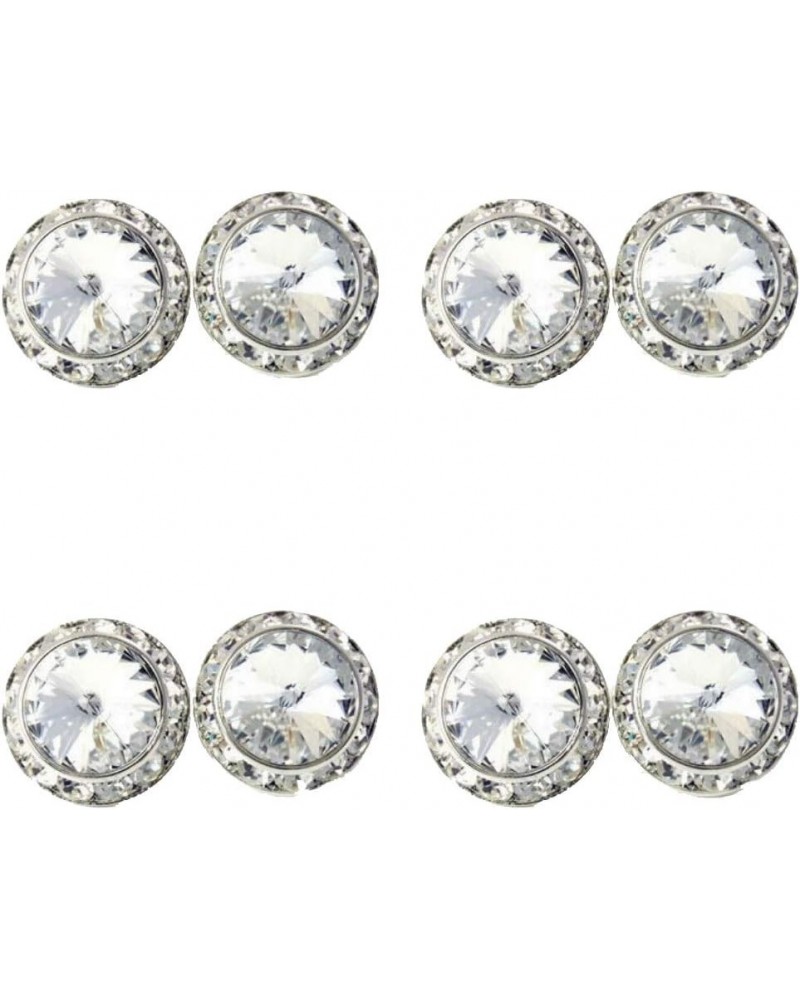 4 Pairs 15mm Rhinestone Round Shaped Acrylic Stone Inside Crystal Ear Studs For Dance Competitions Stage Performance Bridal P...