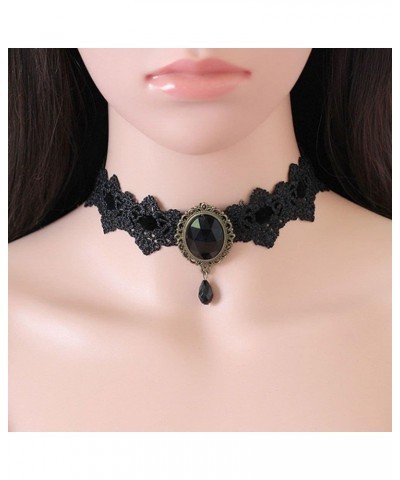 Retro Gothic Lace Choker, Gothic Punk Collar Choker Jewelry, Sexy Necklace Black Lace Choker Clavicle Chain Necklaces(red) Bl...