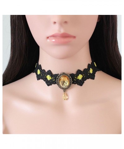 Retro Gothic Lace Choker, Gothic Punk Collar Choker Jewelry, Sexy Necklace Black Lace Choker Clavicle Chain Necklaces(red) Bl...