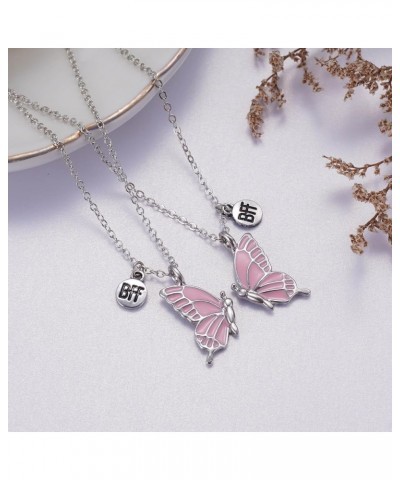 Two Butterfly Wing Necklaces 2 Separate Chained Butterfly Pieces BFF Best Friend Soul Gift for 2 Friendship Necklace pink but...