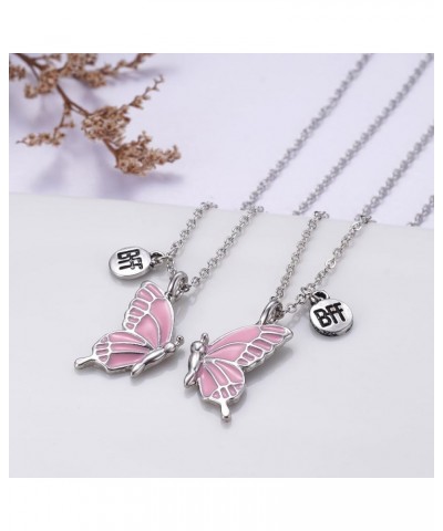 Two Butterfly Wing Necklaces 2 Separate Chained Butterfly Pieces BFF Best Friend Soul Gift for 2 Friendship Necklace pink but...