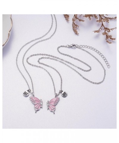 Two Butterfly Wing Necklaces 2 Separate Chained Butterfly Pieces BFF Best Friend Soul Gift for 2 Friendship Necklace pink but...