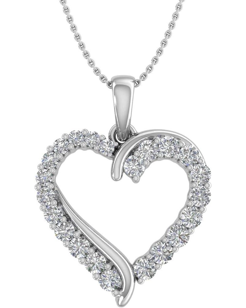 1/4 to 1/2 Carat Diamond Heart Pendant Necklace in 10K Solid Gold (Silver Chain Included) White Gold 0.5 carats $128.10 Neckl...