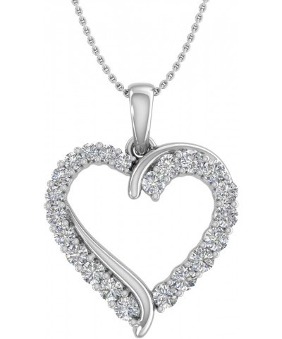 1/4 to 1/2 Carat Diamond Heart Pendant Necklace in 10K Solid Gold (Silver Chain Included) White Gold 0.5 carats $128.10 Neckl...