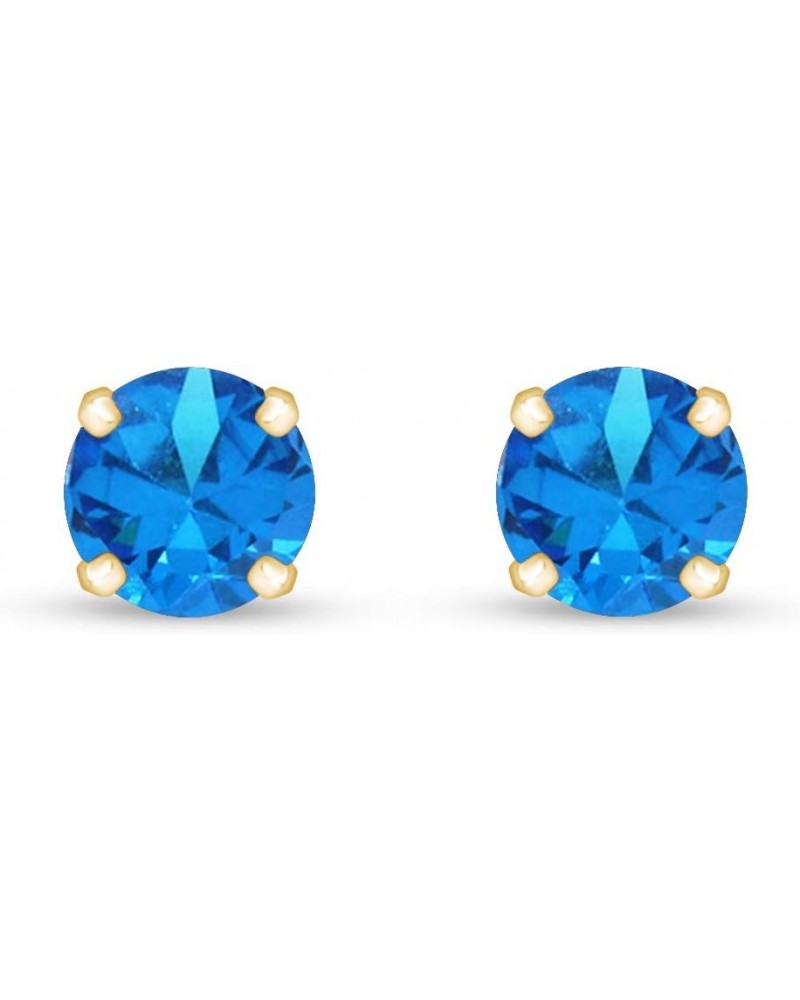 6mm Round Cut Round Cut Stud Earrings in 14k Yellow Gold Over Sterling Silver Simulated Blue-Topaz $25.19 Earrings