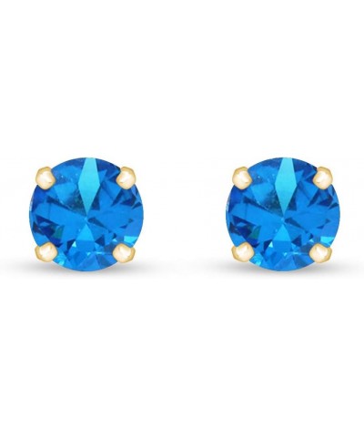 6mm Round Cut Round Cut Stud Earrings in 14k Yellow Gold Over Sterling Silver Simulated Blue-Topaz $25.19 Earrings