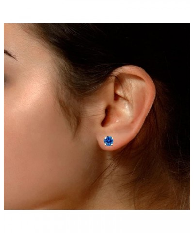 6mm Round Cut Round Cut Stud Earrings in 14k Yellow Gold Over Sterling Silver Simulated Blue-Topaz $25.19 Earrings