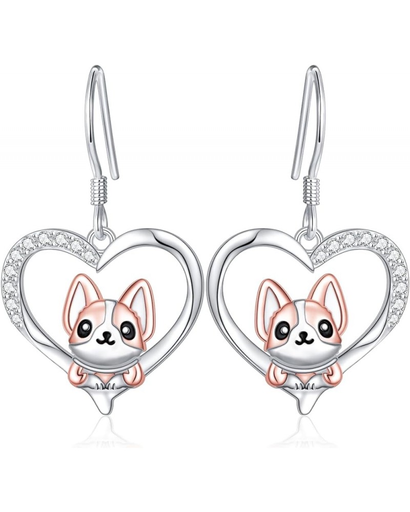 Animal Love Heart Dangle Drop Earrings S925 Sterling Silver Jewelry Gifts for Women Men Corgi $12.40 Earrings