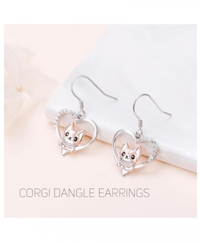 Animal Love Heart Dangle Drop Earrings S925 Sterling Silver Jewelry Gifts for Women Men Corgi $12.40 Earrings