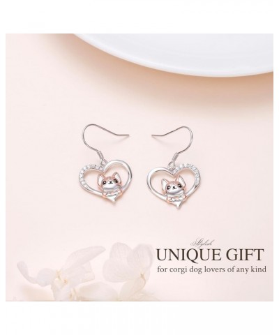 Animal Love Heart Dangle Drop Earrings S925 Sterling Silver Jewelry Gifts for Women Men Corgi $12.40 Earrings