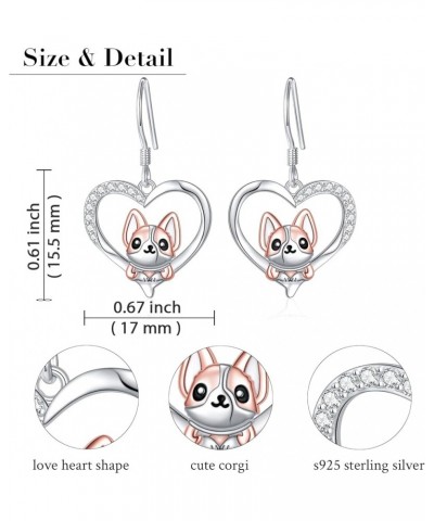 Animal Love Heart Dangle Drop Earrings S925 Sterling Silver Jewelry Gifts for Women Men Corgi $12.40 Earrings