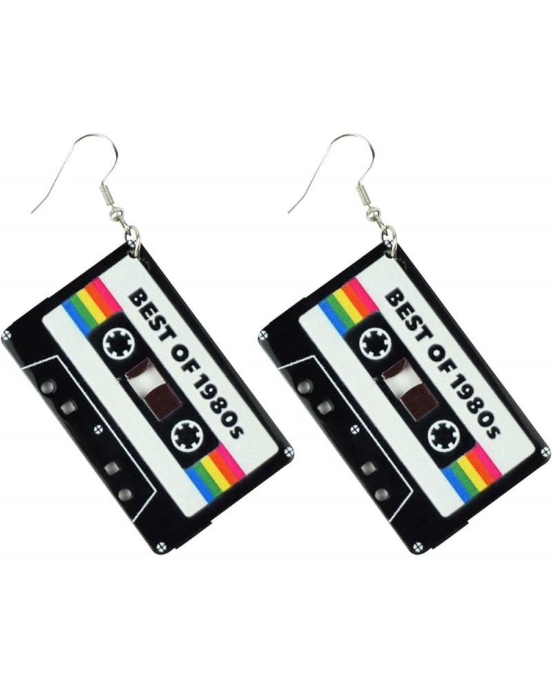 Women Fashion Retro 1980s Style Costume Earring 80s Black Tape $6.87 Earrings