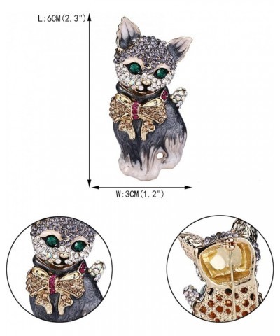 Austrian Crystal Lovely Plump 3D Bowknot Cat Brooch Enamel Pet Animal Kitten Brooches Dress Suit Sweater Scarves Accessoriesf...