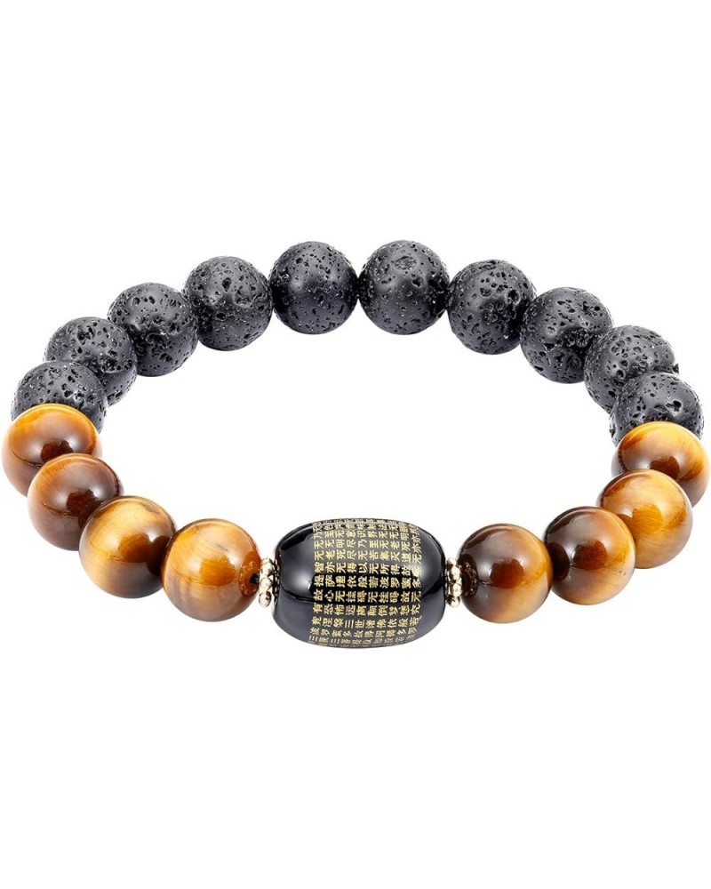 Triple Protection Feng Shui Bracelet Healing Bangle- Tiger Eye - Obsidian - Sutra Agate 10mm beads Stone Amulet Unisex Jewell...