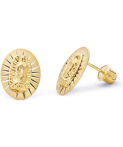 14k Yellow Gold Oval Our Lady of Guadalupe Stud Earrings with Screw Back $38.18 Earrings