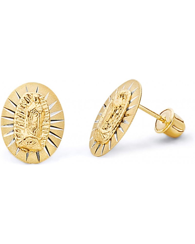 14k Yellow Gold Oval Our Lady of Guadalupe Stud Earrings with Screw Back $38.18 Earrings