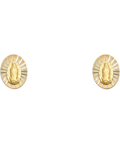 14k Yellow Gold Oval Our Lady of Guadalupe Stud Earrings with Screw Back $38.18 Earrings