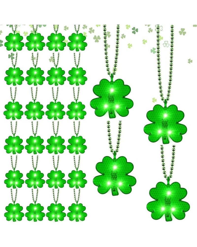 6PCS St Patrick's Day Beads Necklace, Light Shamrock St Patricks Day Beads, Irish 3D Flashing Necklace Gifts for Women, St Pa...