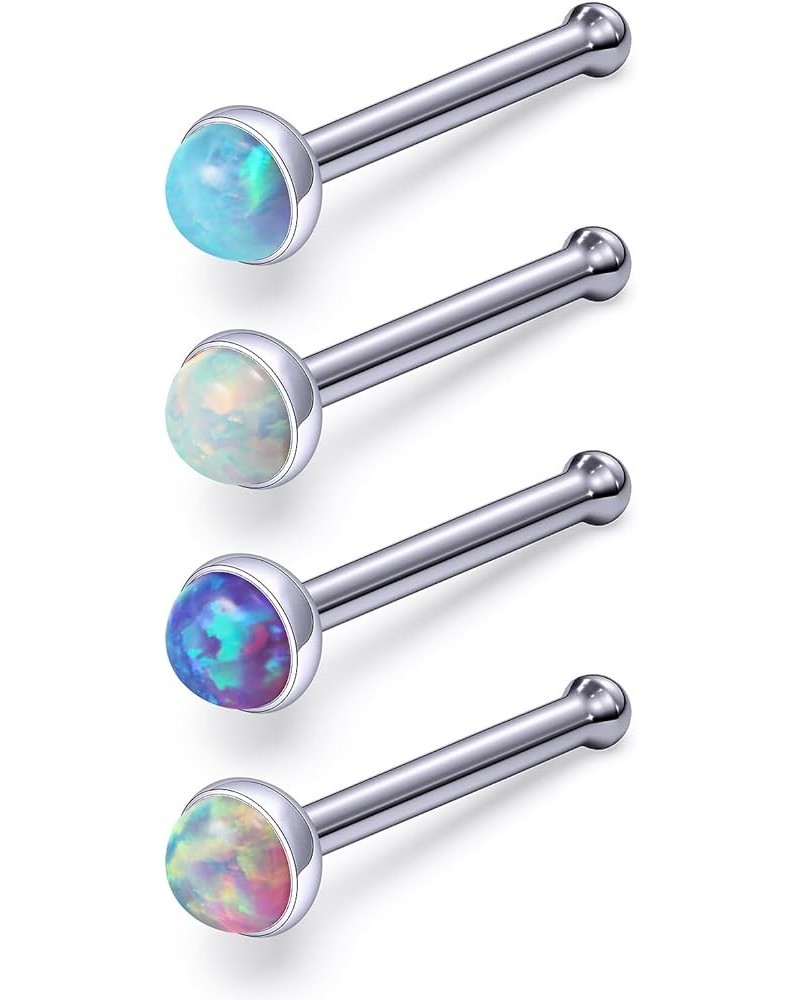 18G 20G 22G F136 Titanium Nose Rings Studs Opal Nose Studs L Shaped Straight Screw Nose Ring Stud Opal Pins Nose Piercing Jew...