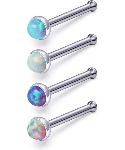 18G 20G 22G F136 Titanium Nose Rings Studs Opal Nose Studs L Shaped Straight Screw Nose Ring Stud Opal Pins Nose Piercing Jew...