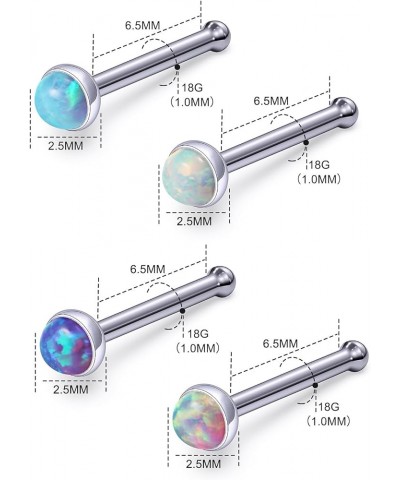 18G 20G 22G F136 Titanium Nose Rings Studs Opal Nose Studs L Shaped Straight Screw Nose Ring Stud Opal Pins Nose Piercing Jew...