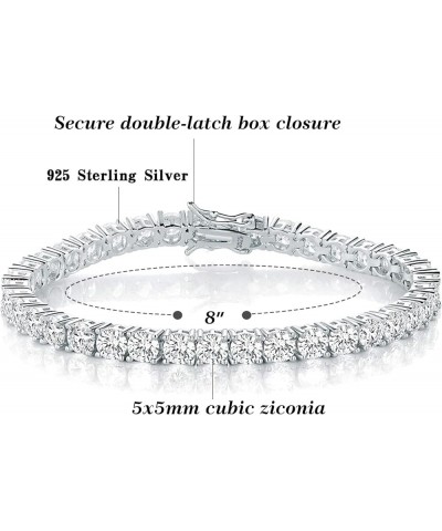 925 Sterling Silver 2-7mm Cubic Zirconia Classic Tennis Bracelet | White Gold Bracelets for Women | Size 6-8.5 inches 5mm-8in...