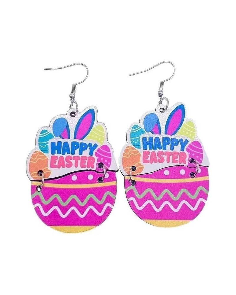 Easter Earrings For Women Girl Cute Bunny Egg Chick Bow Flower Basket Earrings Fashion Lightweight Wooden Earrings Holiday Ea...