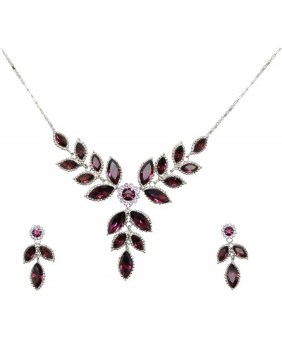 Gorgeous Rhinestone Crystal Floral Necklace Earrings Set Purple $19.49 Jewelry Sets