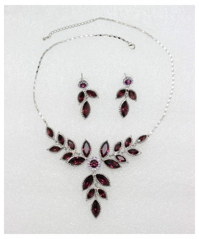 Gorgeous Rhinestone Crystal Floral Necklace Earrings Set Purple $19.49 Jewelry Sets