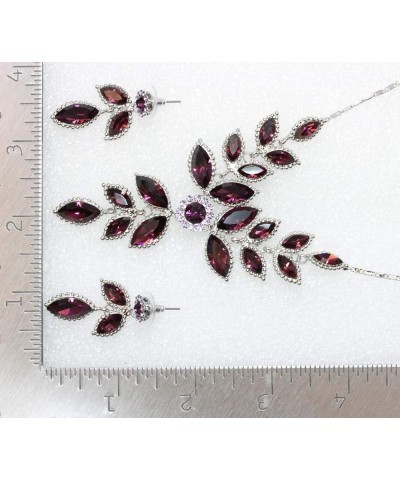 Gorgeous Rhinestone Crystal Floral Necklace Earrings Set Purple $19.49 Jewelry Sets