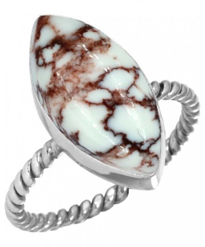 925 Sterling Silver Handmade Ring for Women 8x16 Marquoise Gemstone Fashion Jewelry for Gift (99138_R) Wild Horse $20.99 Rings